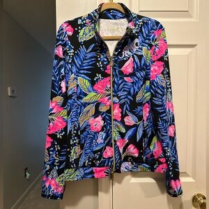 Ladies Lilly Pulitzer LUXLETIC BRITTANA JACKET UPF 50 Large Onyx Earned Stripes
